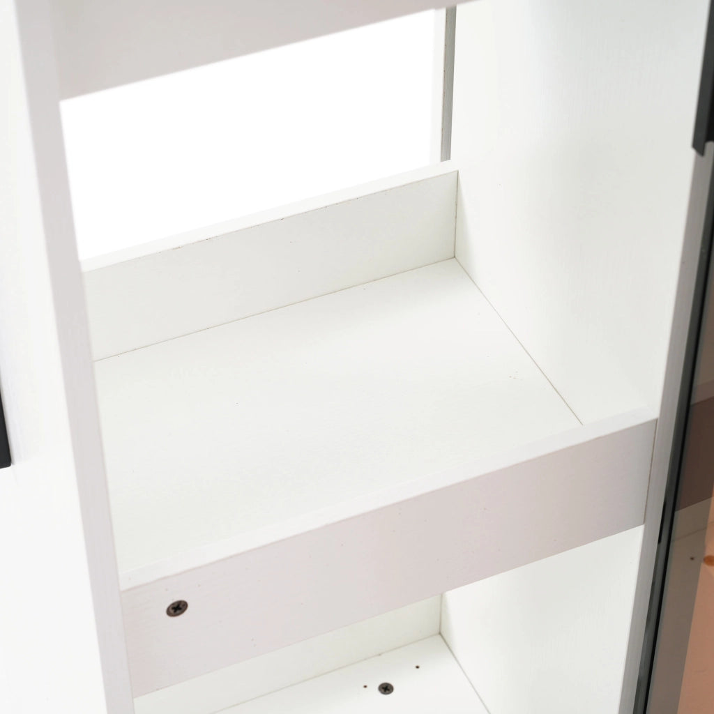 Vetrina con Anta in Vetro e LED; con Ampio Cassetto Laterale Estraibile; Stile Moderno; in MDF; Bianco; 110;5??35??160 cm