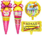 Folli di Ballo - 4 Pezzi - Decorazione Prima Festa Scuola - Sacchetto di Caramelle - Rosa - Disegni Allegranti - Elementi Vivaci - Ballooni di Festa