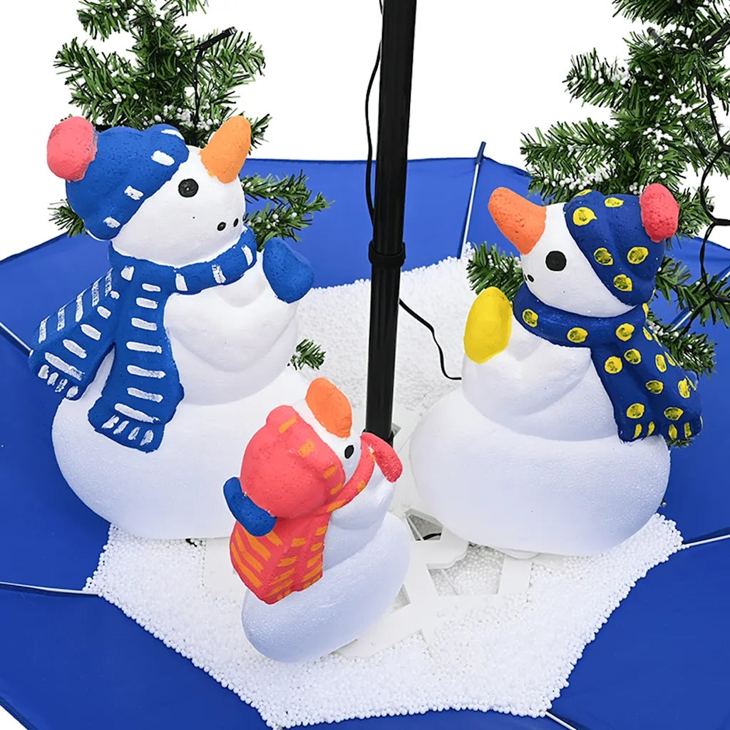 Albero di Natale | Decorazioni natalizie con Nevicata e Base ad Ombrello Blu 75 cm PVC