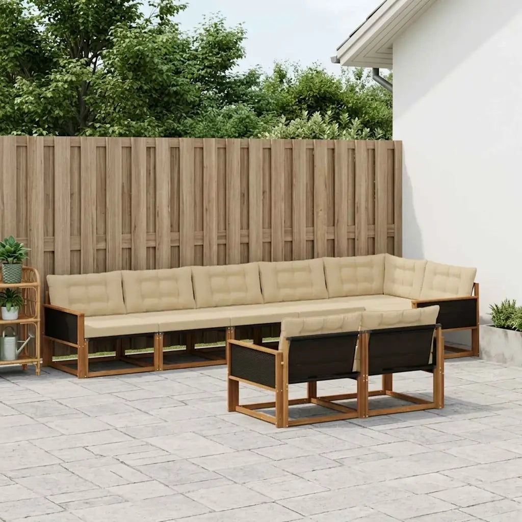 Set di divani da esterno con cuscino 8 pcs Naturale e Beige 3381497