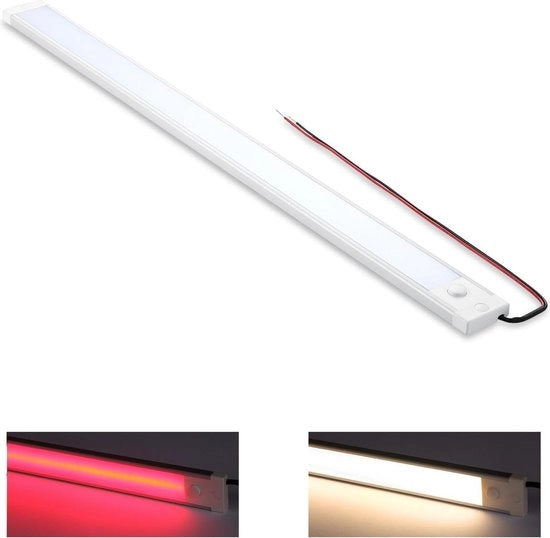 Fascia LED a LED 510mm - Regolabile - 8W 860LM - Installazione Universale sotto il Compartimento - Utilizzabile in Bus Caravan e Bagagliaio - Interruttore e Lampada di Sicurezza a LED 3000K