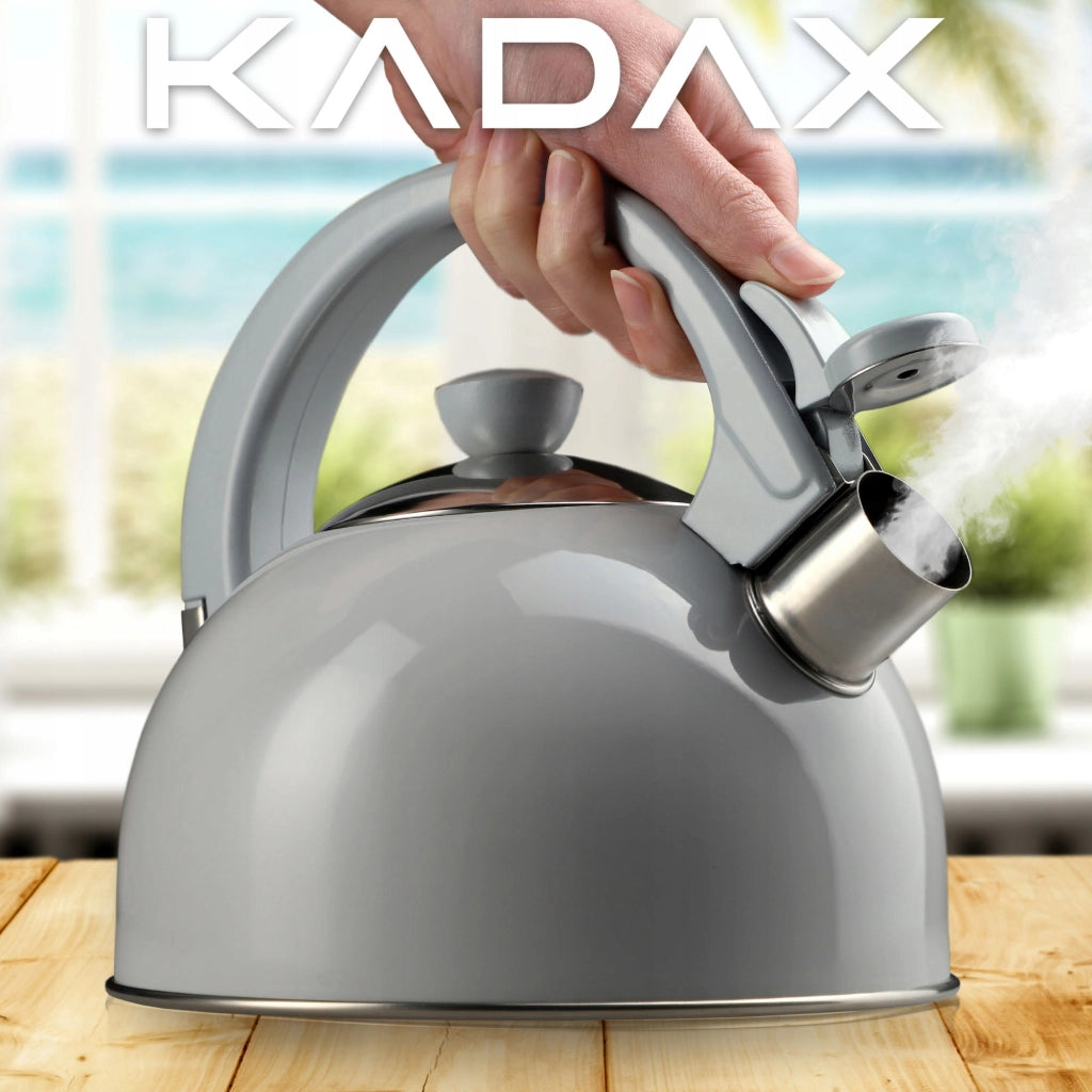 Bollitore a gas/induzione KADAX con fischietto, 1,7 l, acciaio tradizionale, grigio