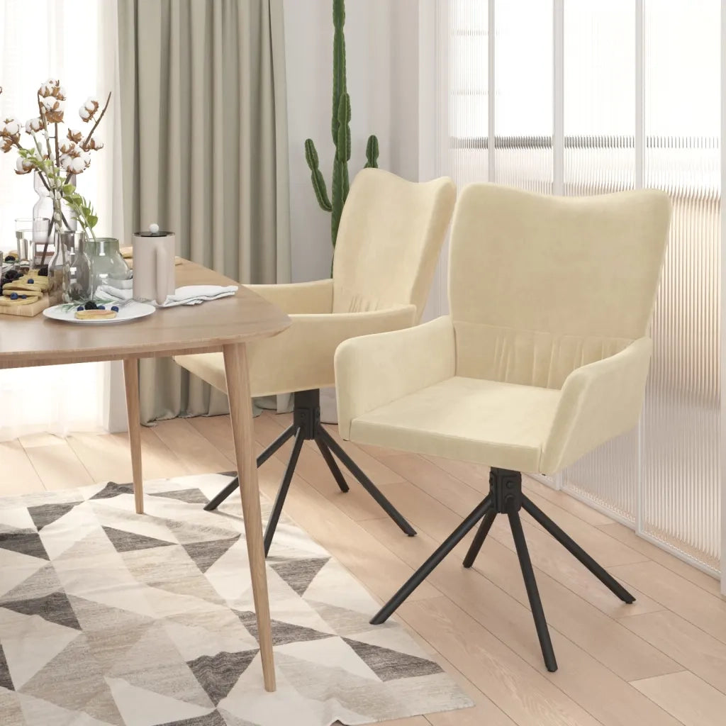 Sedie da Pranzo Girevoli 2 pz Crema in Velluto cod mxl 19302