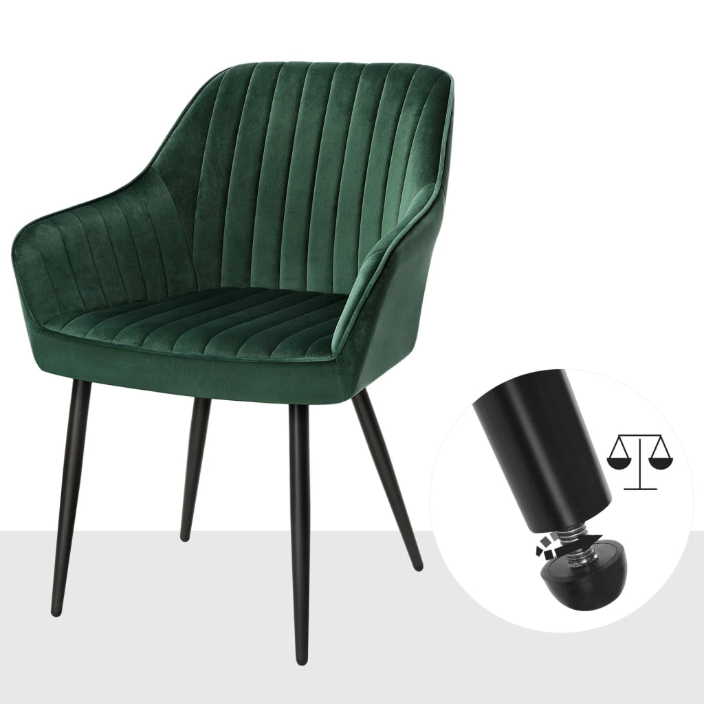 Sedia da pranzo poltrona seduta imbottita con braccioli larghezza seduta 49 cm gambe in metallo rivestimento in velluto portata 110 kg per soggiorno o camera da letto verde 12_0004906
