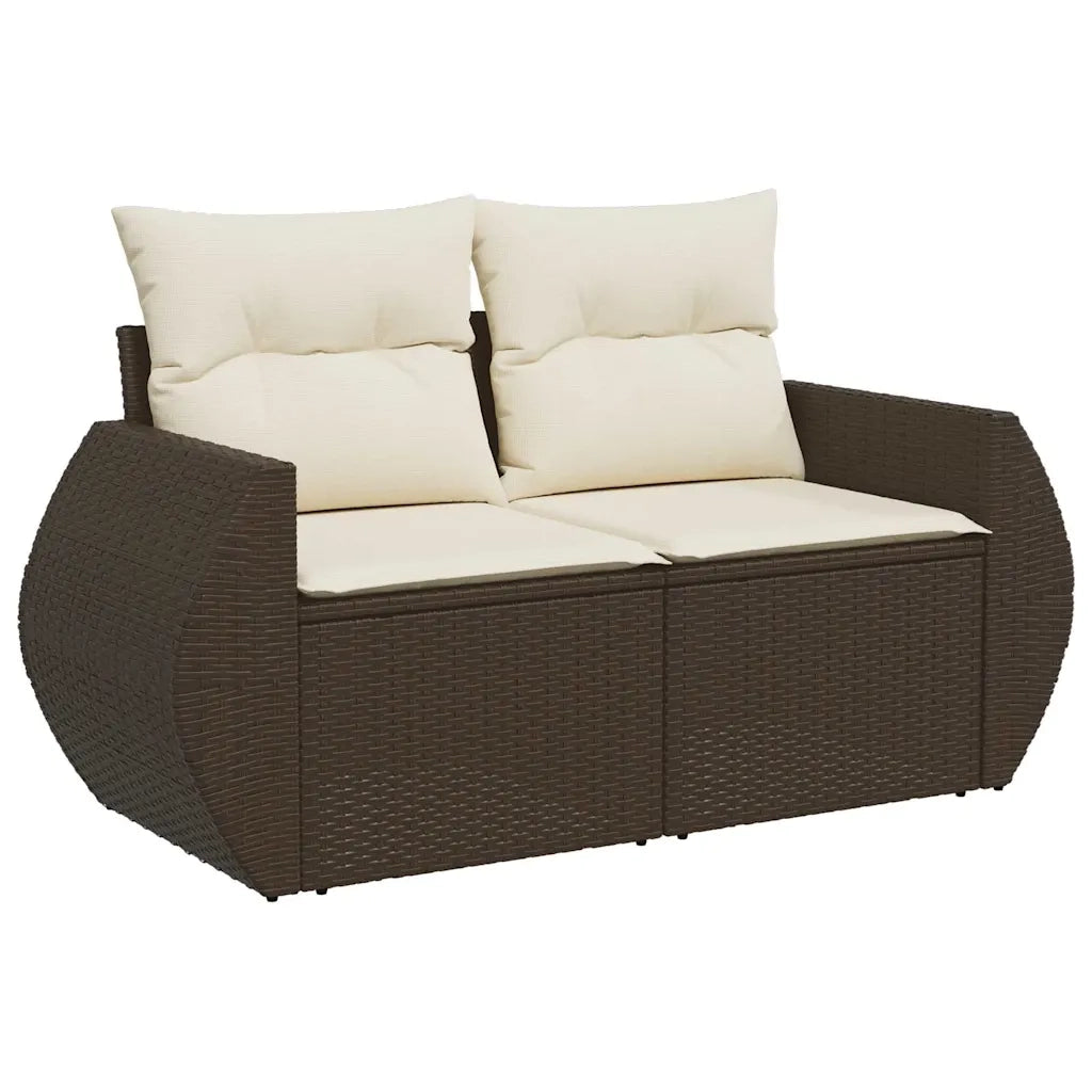 Set Divani da Giardino 11 pz con Cuscini Polyrattan Marrone 3326714