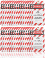 Etichette di Blocco e Sblocco 30 pezzi - Riciclabili - Avviso di Sicurezza - Etichette Riciclabili - Materiale Metallo/PVC - Dimensioni 146mm x 75mm - Etichette di Sicurezza
