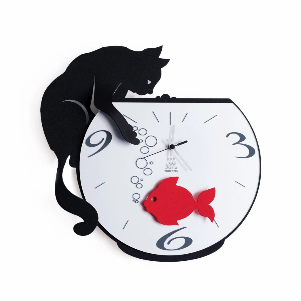 Orologio a pendolo moderno Tommy and Fish Nero