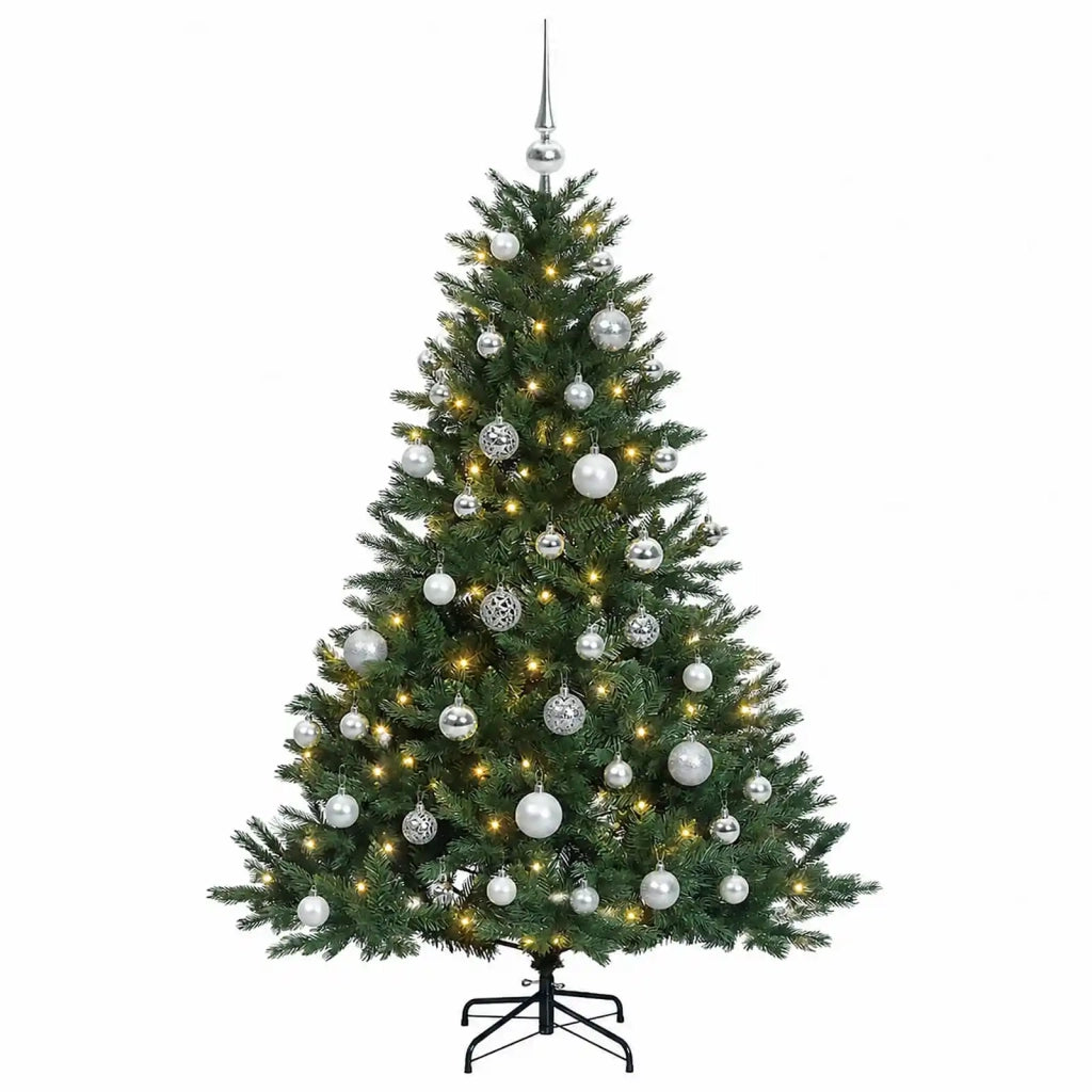 Albero di Natale artificiale con palline 120 cm 150 LED 3465943