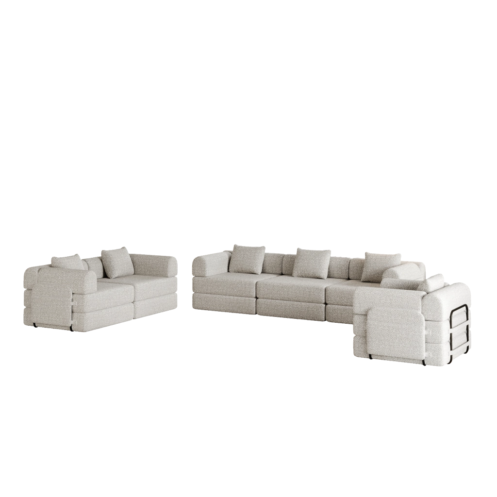 Divano letto 2 in 1 con vano portaoggetti in chenille khaki
