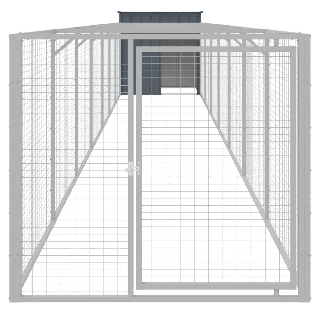 Casetta Cani con Corsa Antracite 110x813x110 cm Acciaio Zincato 3189081