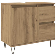Mobiletto da bagno pratico e industriale 65 x 33 x 60 cm in legno di rovere lavorato a mano 02_0051107