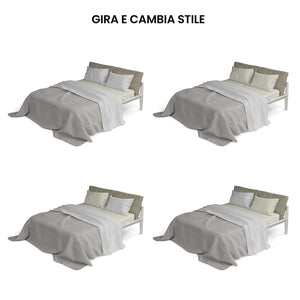 Set Lenzuola Singolo Sopra Sotto e Federe Doubleface Grigio Chiaro/Panna