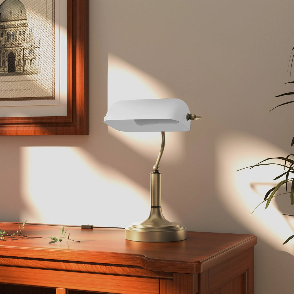 Lampada da Scrivania con Interruttore a Levetta e Paralume Regolabile ¨C Zephmum ¨C Bianco