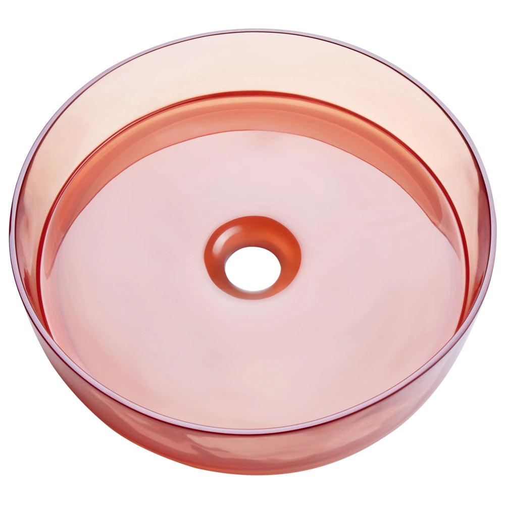 Lavandino da appoggio Rosso Superficie solida 360 mm Lavandino da bagno rotondo semitrasparente