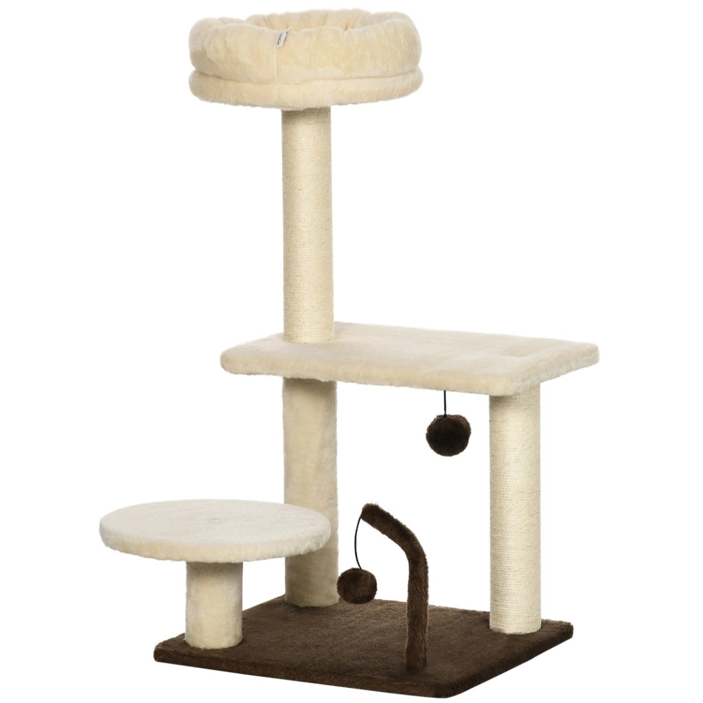 Tiragraffi per Gatti con Palo Sisal ¨C Xylo ¨C Peluche Grigio 44x38x81 cm