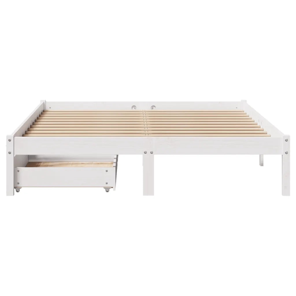 Letto senza Materasso Bianco 120x190 cm Legno Massello di Pino
