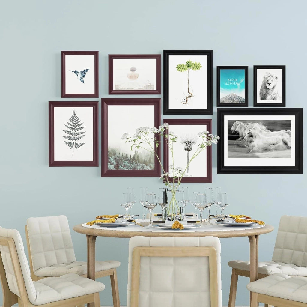 WOLTU Cornice per Foto 40x50 cm Set di 10 Cornice da Parete e Tavolo, Portafoto con Cornice in Legno Massello e Pannello in Plastica, Collage Foto, Argento