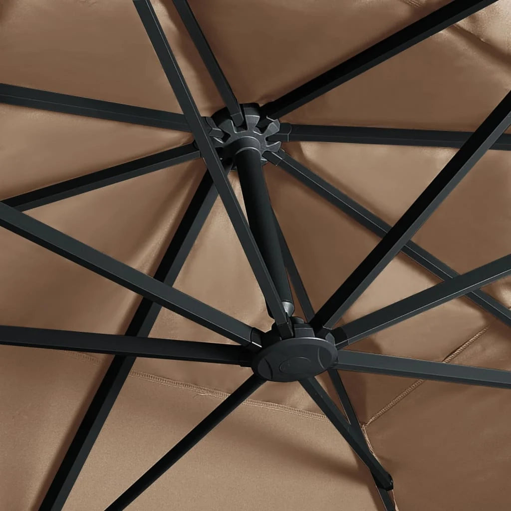 Ombrellone a braccio con luci LED alluminio 400 x 300 cm tortora 02_0008452