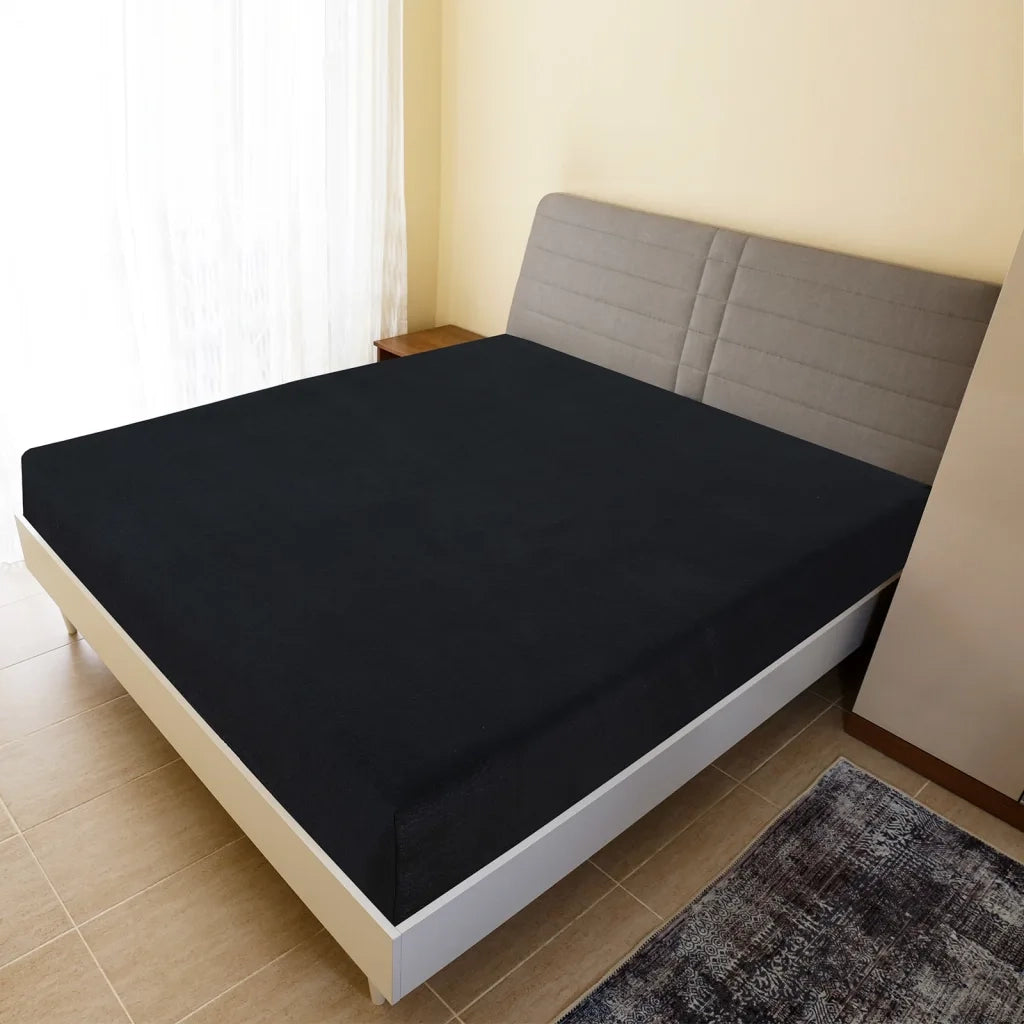 Lenzuolo con Angoli Jersey Nero 140x200 cm Cotone CFW4419039