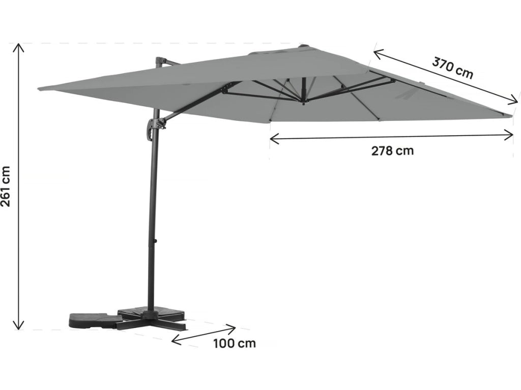 Ombrellone da giardino a sbalzo in alluminio "Sky 4" - 3 x 4 m - Grigio - Con telo