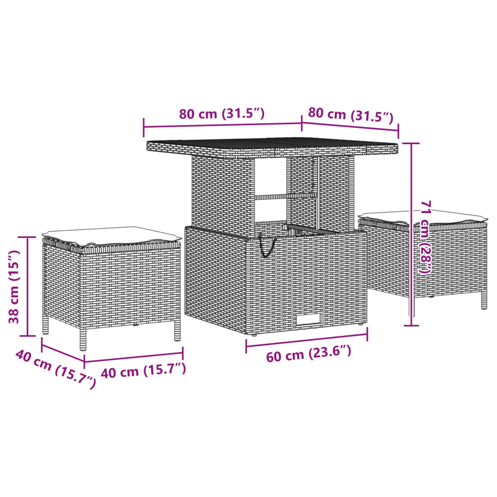 Set Divano da Giardino  da 10 pezzi con Cuscini Rattan Polyrattan Nero Acacia