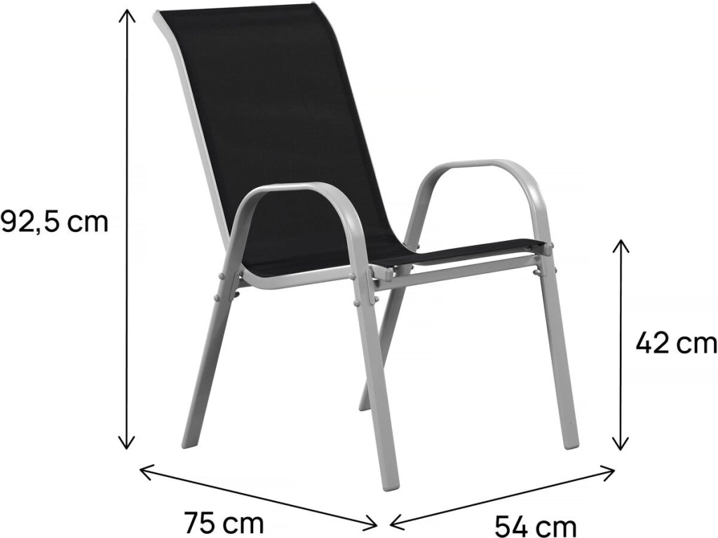 Sedia da giardino textilene "Cordoba" -Phoenix- Nero - Set di 2