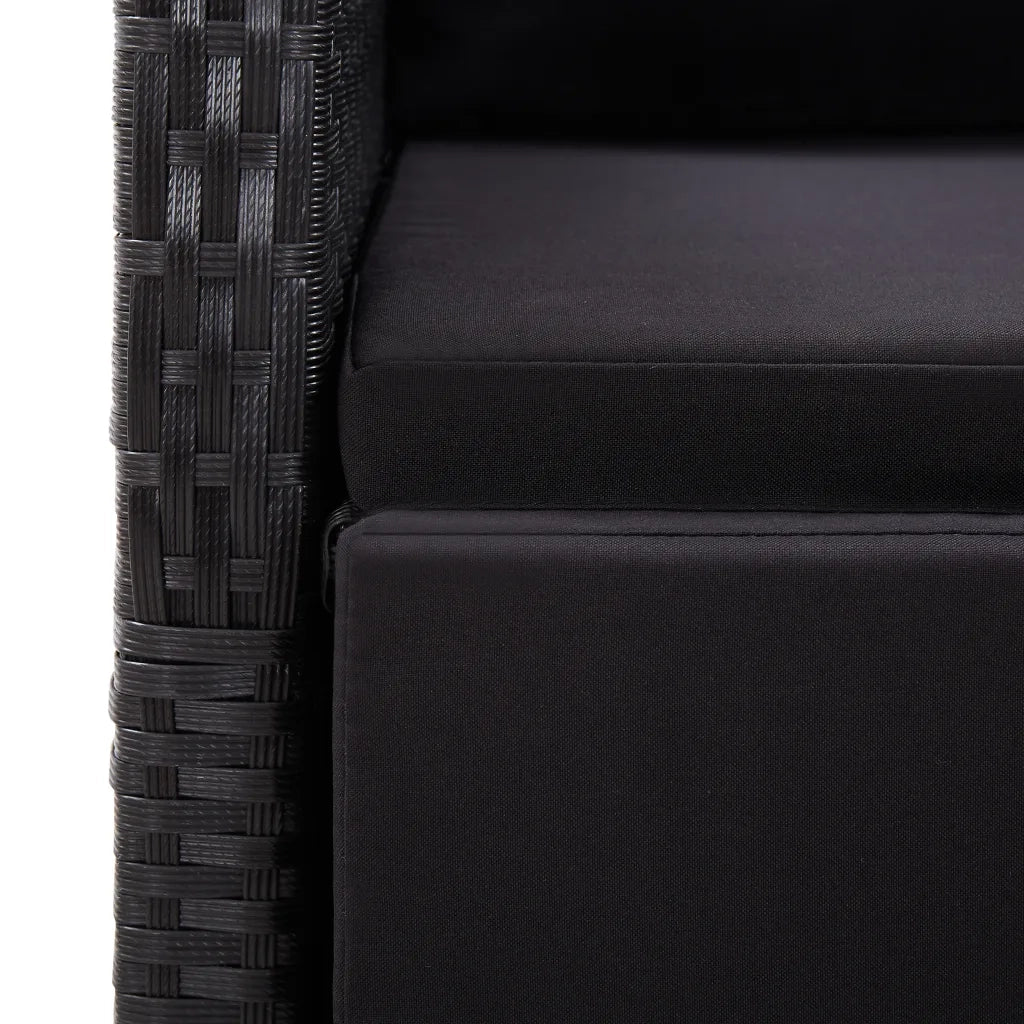Sedie Reclinabili da Giardino con Cuscini 2pz Nero Polyrattan