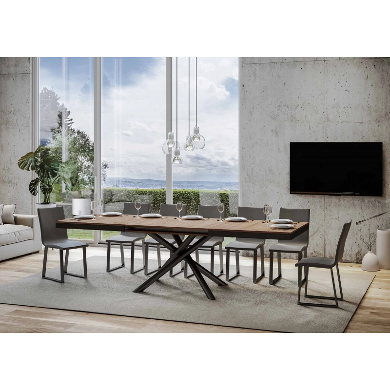 Tavolo allungabile 90x180/440 cm Famas Evolution telaio Antracite - Quercia Natura