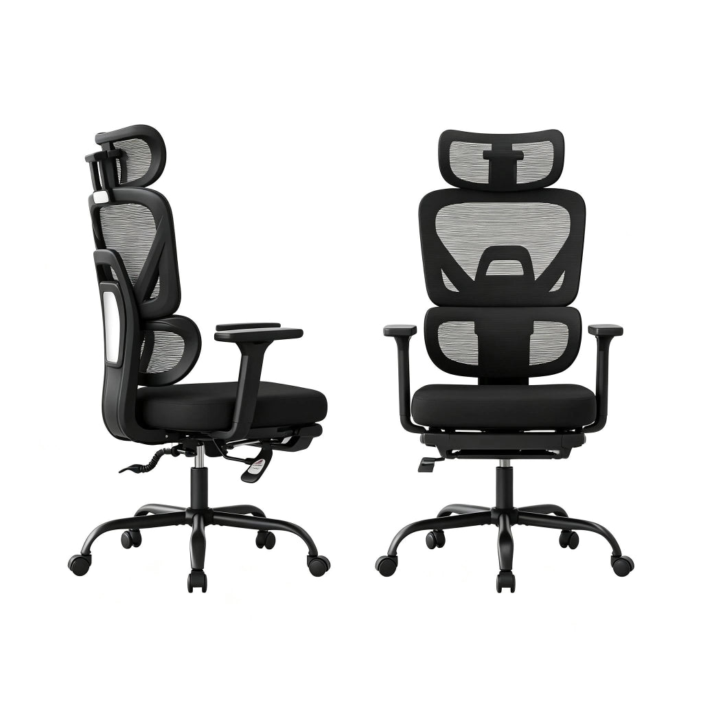 SEDIA UFFICIO Ergonomica Girevole con poggiapiedi 53x46 cm Nero