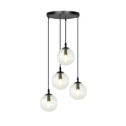 Lampadario Emibig Cosmo 4xE14 nero vetro trasparente