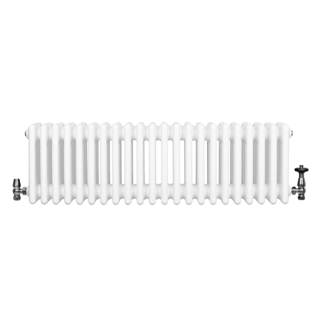 Radiatore Tradizionale 4 Colonne Orizzontale Bianco & Valvole 300 x 1010 mm