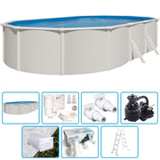 Piscina Fuori Terra Steel White - 7,60 X 4,55 X H.1,32 M - Kit Base