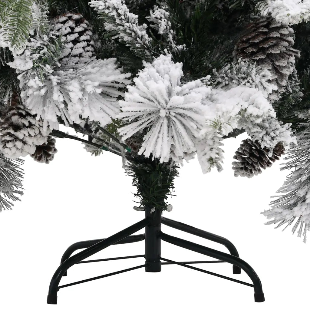 Albero di Natale con Neve Floccata e Pigne 225 cm PVC e PE 340532