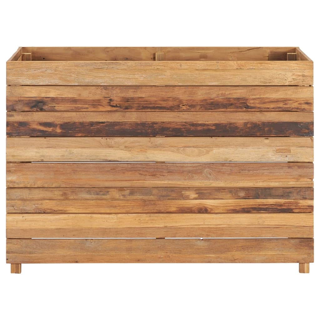 Aiuola rialzata per piante e fiori 100 x 40 x 72 cm legno di teak riciclato e acciaio 02_0000897
