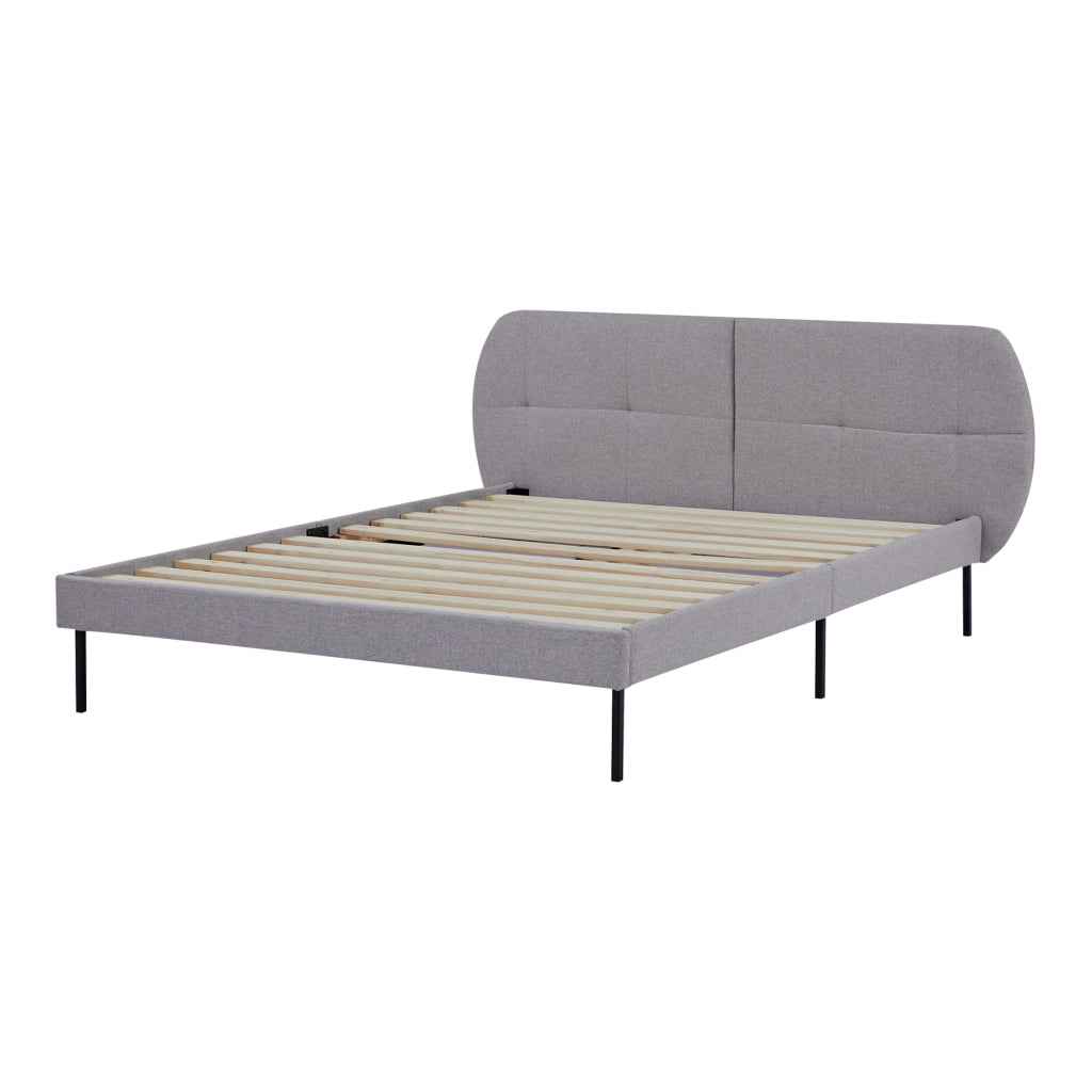 Letto Francese Porvoo 140x200 cm Testiera Imbottita Rivestimento in Tessuto - Grigio [en.casa]