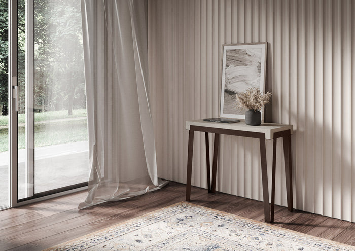 Consolle Allungabile 90-300x40x77 cm Rio Premium Cashmere Telaio Ruggine