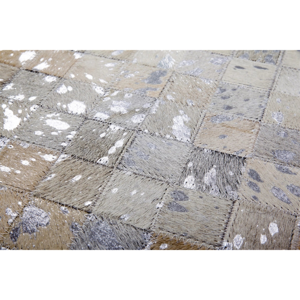 Tappeto Rocket 110 in pelle patchwork grigio e argento