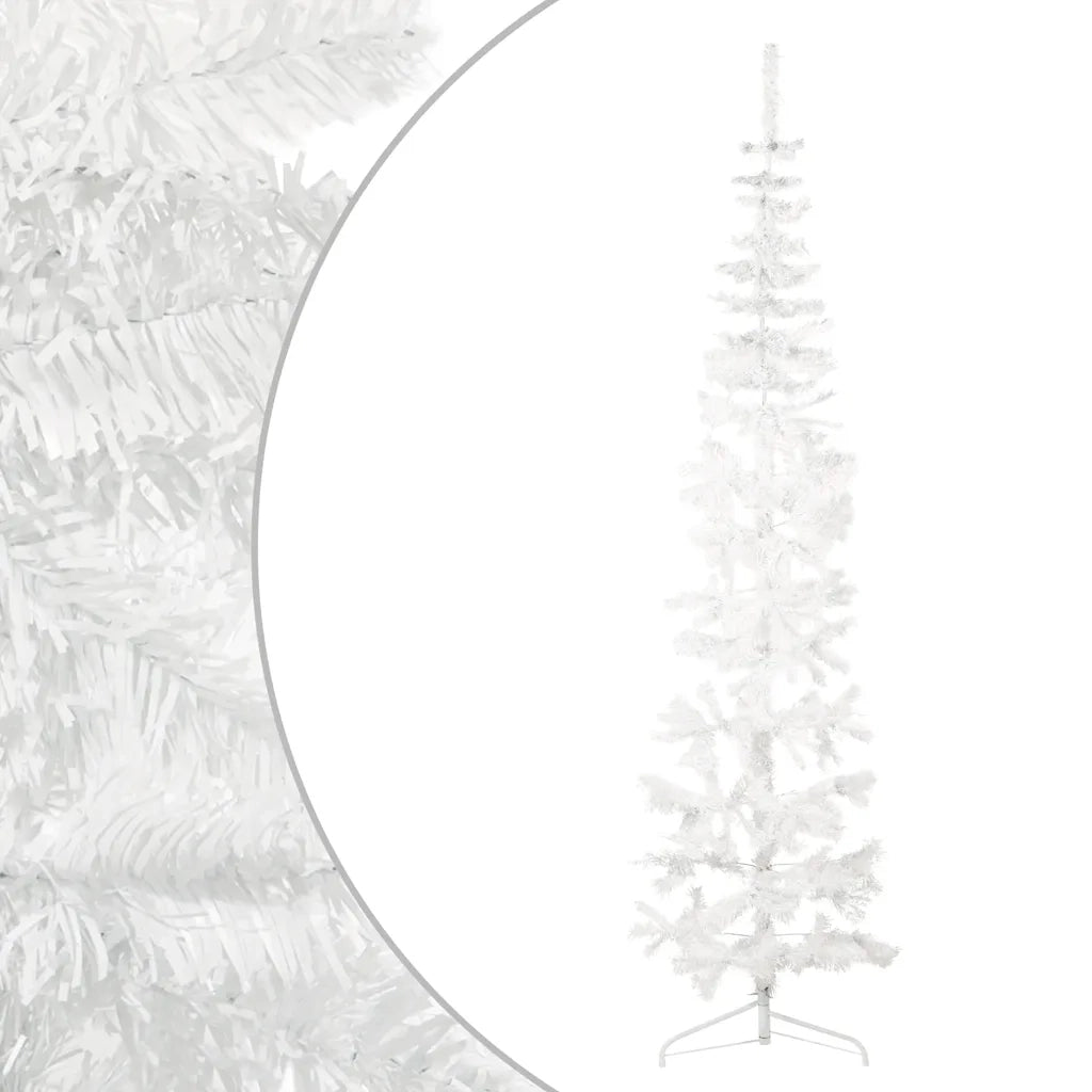 Albero Natale | Decorazioni natalizie Artificiale Sottile a Met¨¤ Supporto Bianco 240 cm