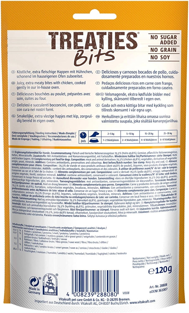 TREATIES BITS POLLO BACON SNACK PER CANI 120 GR