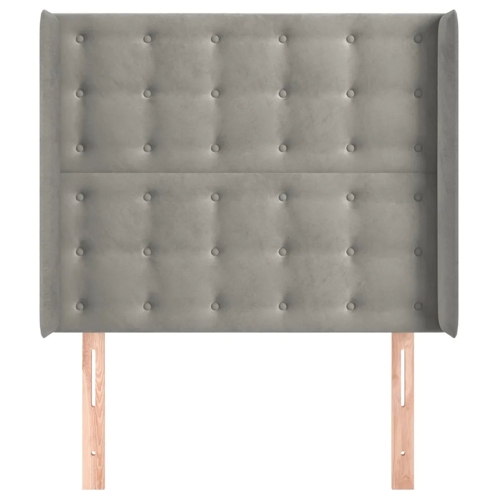 Testiera | Testata ad Orecchio Grigio Chiaro 93x16x118/128 cm in Velluto