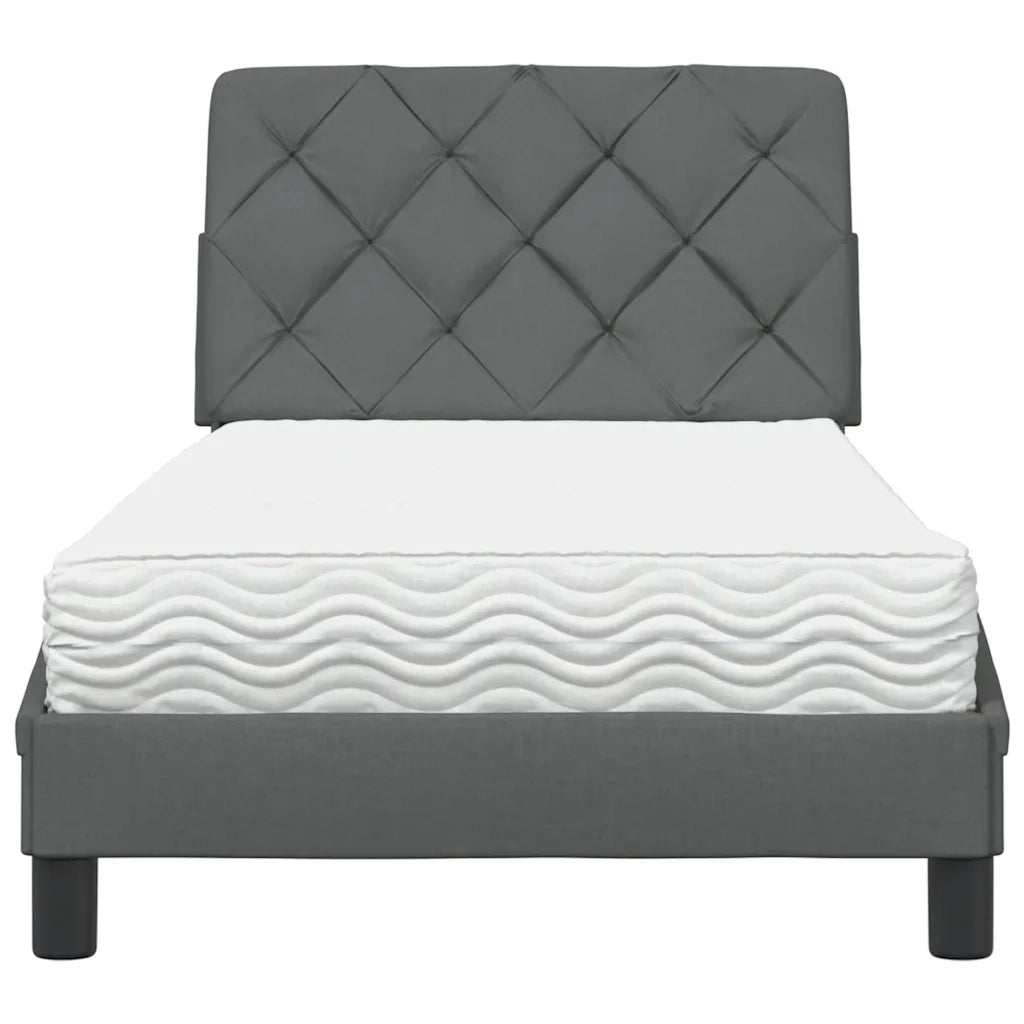 Letto con Materasso Grigio Scuro 90x190 cm in Tessuto