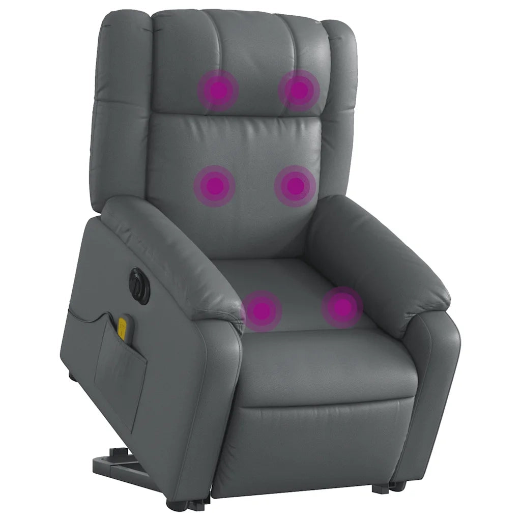 Poltrona Alzapersona Elettrica Reclinabile Grigio in Similpelle 3205174