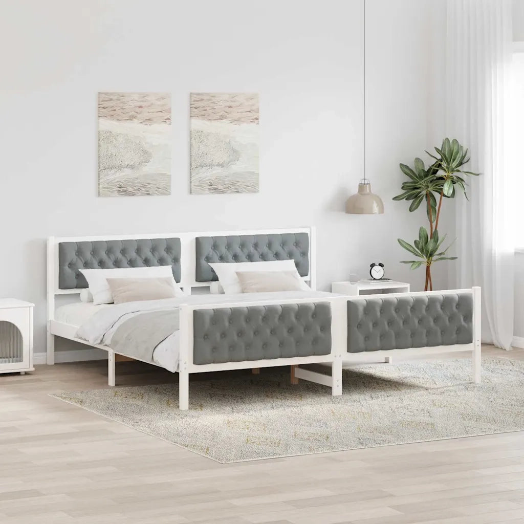Struttura del letto Grigio chiaro 200 x 200 cm Pino massello 3394272