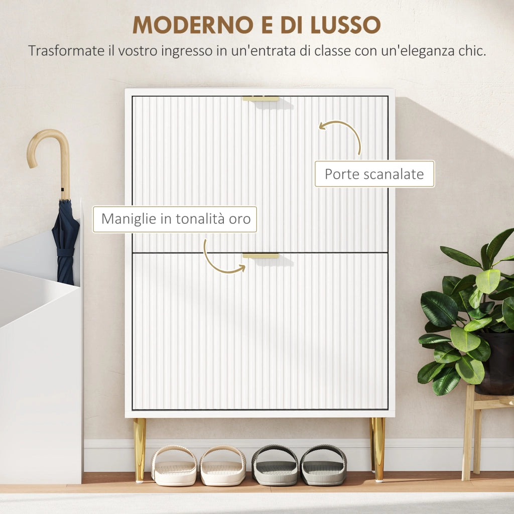 Scarpiera con Cassetti e Ripiani Regolabili ¨C zephmum ¨C Bianco 60x24x91.5 cm