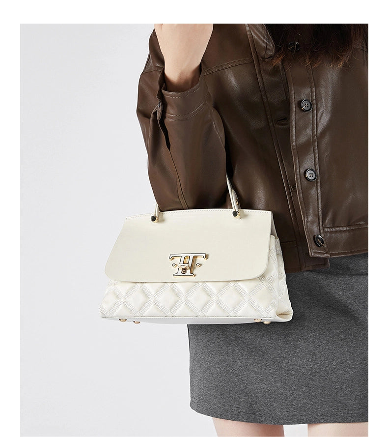 Borsa a mano in vera pelle bianca