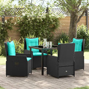 Set da Pranzo per Giardino con cuscino 5 pcs Nero Poly Rattan 3381038