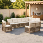 Set Divano da Giardino 10 pz Beige e Bianco Crema polyrattan 3435153