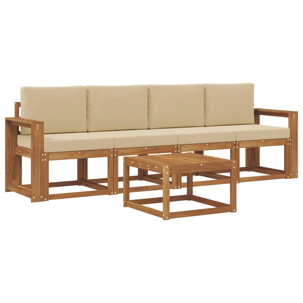 Set di divani da esterno con cuscino 5 pcs Naturale e Beige