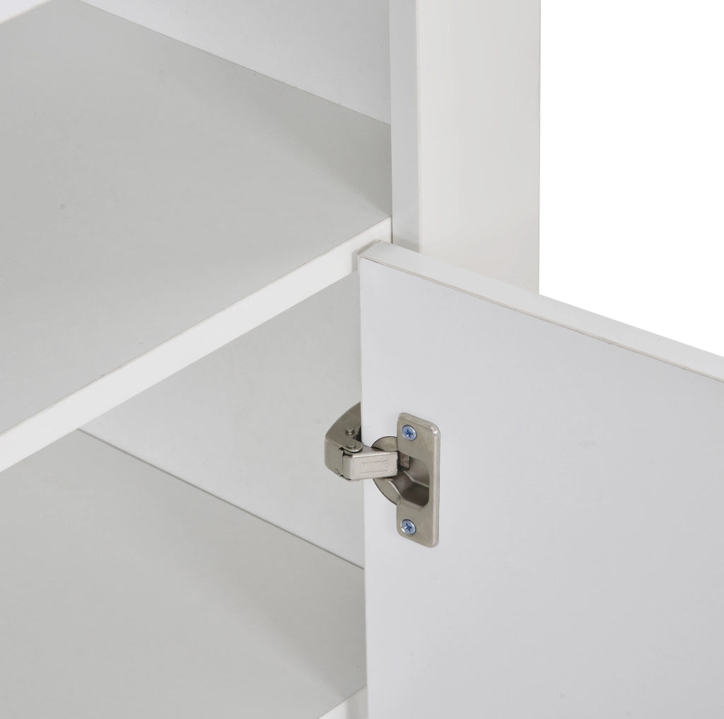 Credenza bianca con LED, 2 ante e vano aperto 108 x 40 x 92 cm