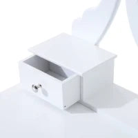 Toeletta Tavolo da Trucco con Specchiera e Sgabello Imbottito, Legno, Bianco